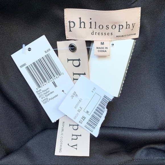 NWT Philosophy Scalloped Layered Black Shift Dress LBD Classic Capsule Luxury - Picture 11 of 15